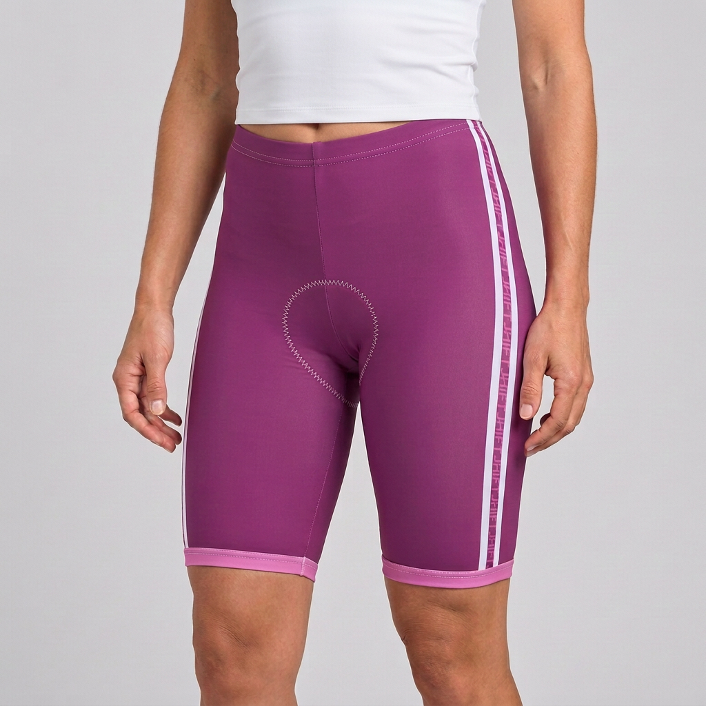 Lila Radhose mit weißem Shirt von vorne