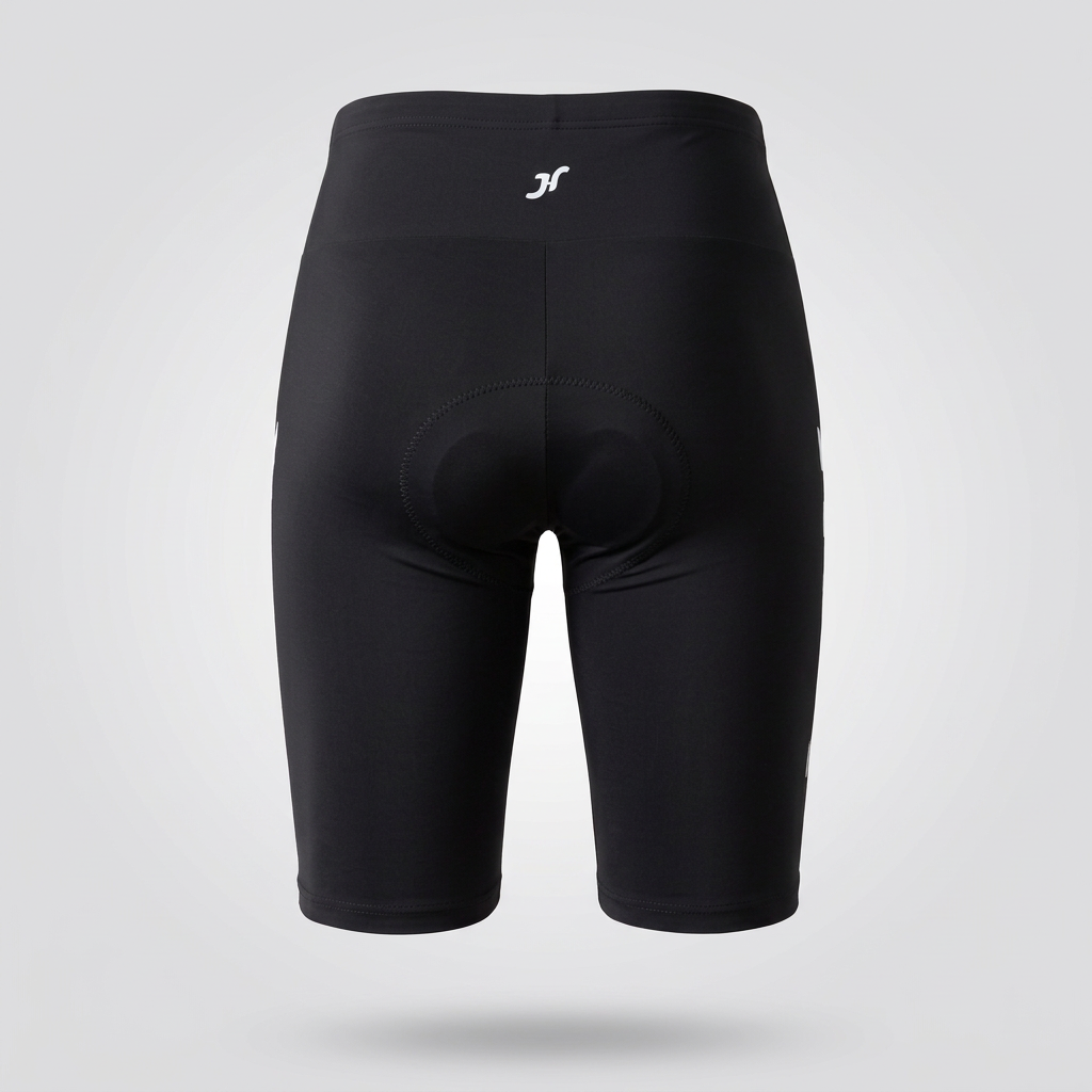 Schwarze Herren-Radhose als reine Produktaufnahme von hinten