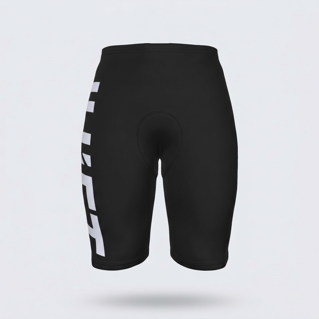 Schwarze Herren-Radhose als reine Produktaufnahme von vorne